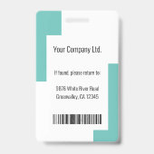 Badge d'identité d'employé d'entreprise moderne pe (Arrière)