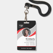 Badge d'identité d'employé d'entreprise moderne pe (Avant avec lanière)