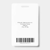 Badge d'identité d'employé d'entreprise moderne pe (Arrière)