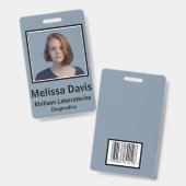 Badge d'identité d'employé Design vertical bleu ét (Avant & arrière)