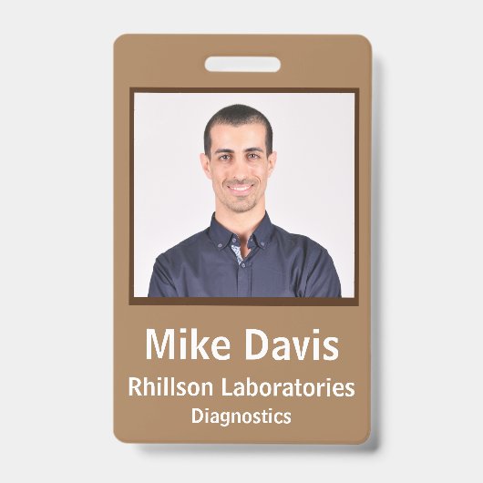 Badge d'identité d'employé Design vertical Brun to (Avant)