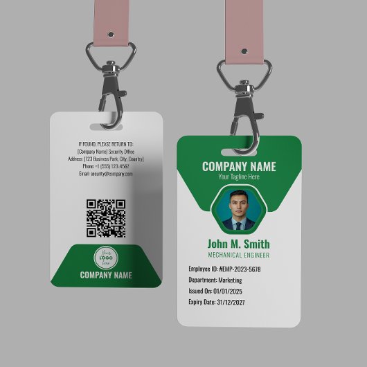 Badge d'identité d'employé personnalisable Vert