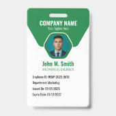 Badge d'identité d'employé personnalisable Vert (Avant)