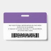 Badge d'identité d'employé personnalisé Code à bar (Arrière)