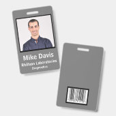 Badge d'identité d'employé Stone Gray Design Verti (Avant & arrière)