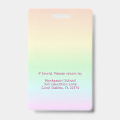 Badge d'identité d'enseignant Pastel Arc-en-Ciel | (Arrière)