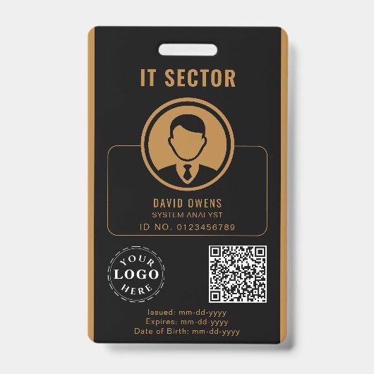 Badge d'identité d'entreprise avec photo et code Q (Avant)