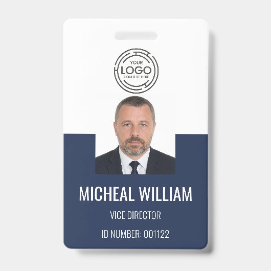 Badge d'identité d'entreprise bleu (Avant)