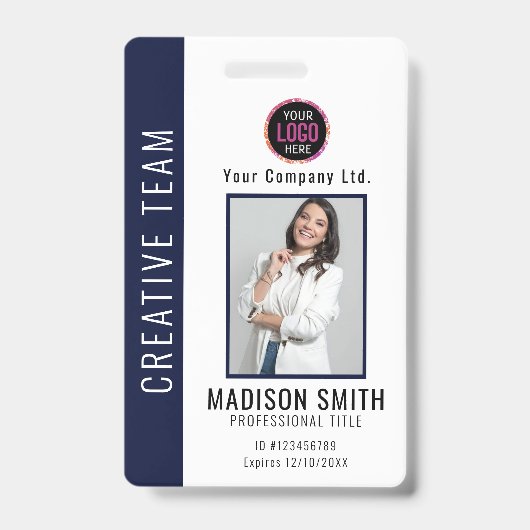 Badge d'identité d'entreprise personnalisé bleu (Avant)