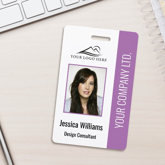 Badge d'identité d'entreprise personnalisé violet