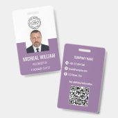 Badge d'identité d'entreprise Violet Clair (Avant & arrière)