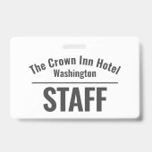 Badge d'identité du personnel de l'hôtel (Arrière)