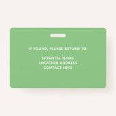 Badge d'identité du volontaire du refuge animal (Dos)