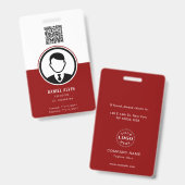 Badge d'identité élégant blanc et rouge profond po (Avant & arrière)