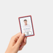 Badge d'identité employé avec nom, titre et logo e (Manuel / portable)