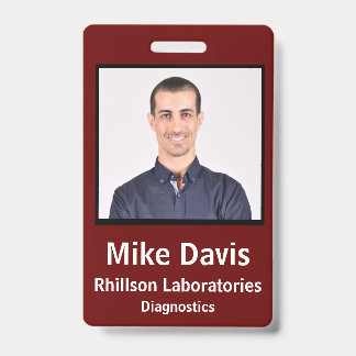 Badge d'identité employé modèle vertical bordeaux