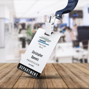 Badge d'identité employé noir et blanc grand logo