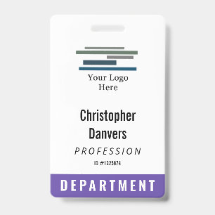 Badge d'identité employé violet blanc grand logo