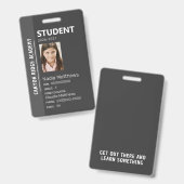 Badge d'identité étudiant à domicile Black Stripe (Avant & arrière)