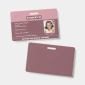 Badge d'identité étudiant à domicile Rose Pâle (Avant & arrière)