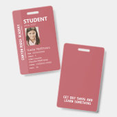 Badge d'identité étudiant de Rose Stripe Homeschoo (Avant & arrière)