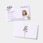 Badge d'identité floral pour enseignant à domicile (Avant & arrière)