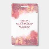 Badge d'identité moderne aquarelle liquide rose et (Arrière)