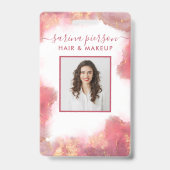 Badge d'identité moderne aquarelle liquide rose et (Avant)