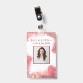Badge d'identité moderne aquarelle liquide rose et (Avant avec clip)