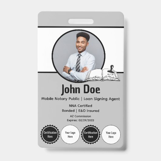 Badge d'identité moderne de notaire public avec QR (Avant)