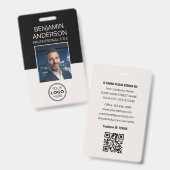 Badge d'identité moderne employé minimaliste blanc (Avant & arrière)