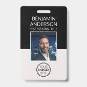 Badge d'identité moderne employé minimaliste blanc (Avant)