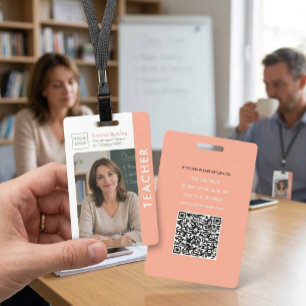Badge d'identité moderne pour enseignant avec phot