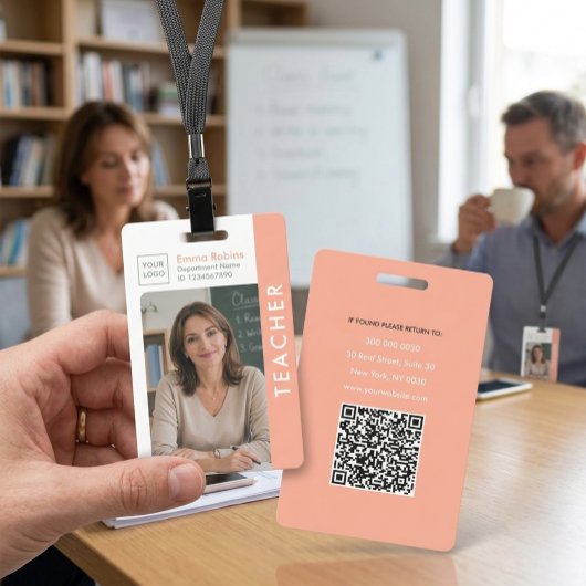 Badge d'identité moderne pour enseignant avec phot