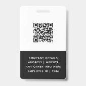 Badge d'identité noir QR Code avec logo de photo p (Arrière)