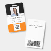 Badge d'identité Orange avec ligne noire pour empl (Avant & arrière)