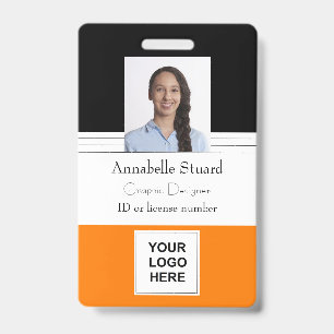 Badge d'identité Orange avec ligne noire pour empl