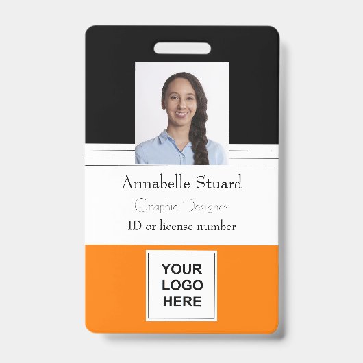 Badge d'identité Orange avec ligne noire pour empl (Avant)
