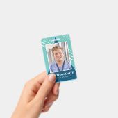 Badge d'identité personnalisable 2 faces Bleu (Manuel / portable)