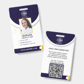 Badge d'identité photo bleu de la marine professio (Front & Back)