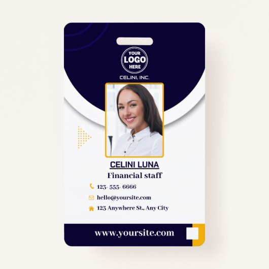 Badge d'identité photo bleu de la marine professio (Devant)