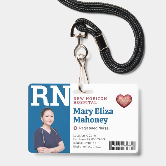 Badge d'identité photo de l'employé médical RN Ble (Avant avec lanière)