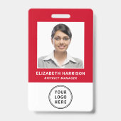 Badge d'identité professionnel rouge avec QR code  (Avant)