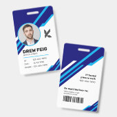 Badge d'identité professionnelle moderne (Recto et verso)