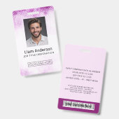 Badge d'identité vertical avec dégradé violet pour (Avant & arrière)