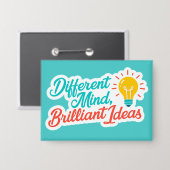 Badge Différent esprit Idées brillantes Autisme TDAH (Recto/Verso)