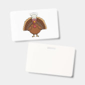 Badge Dinde de dessin animé de chef Thanksgiving (Avant & arrière)