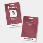 Badge d'infirmière en Bourgogne avec photo et code (Avant & arrière)