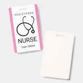 Badge d'infirmière personnalisé avec image de stét (Avant & arrière)