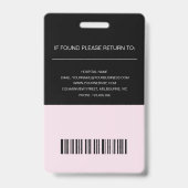 Badge d'infirmière professionnel Black & Pink (Arrière)